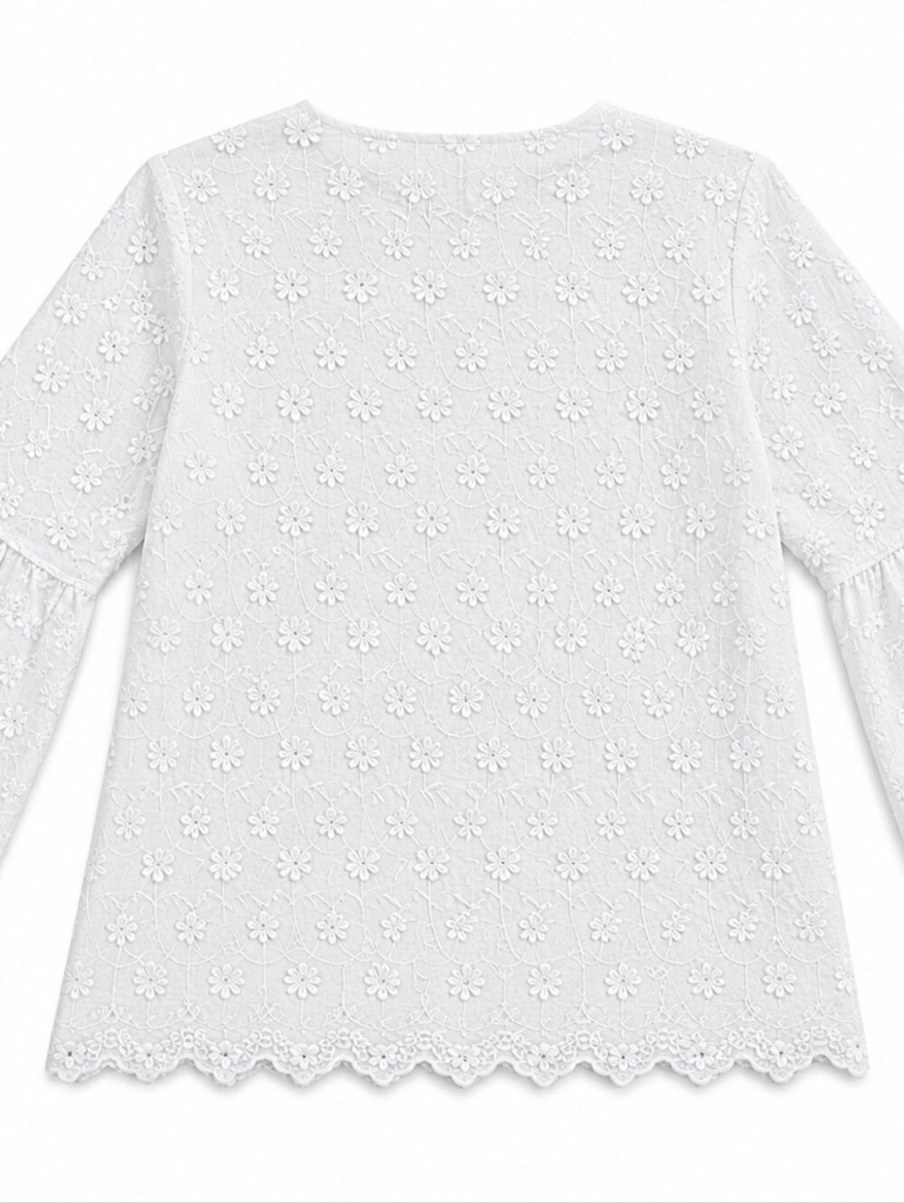 Soft Surroundings Rosalie Floral Appliqué Bell Sleeve Top White Large - Picture 4 of 6